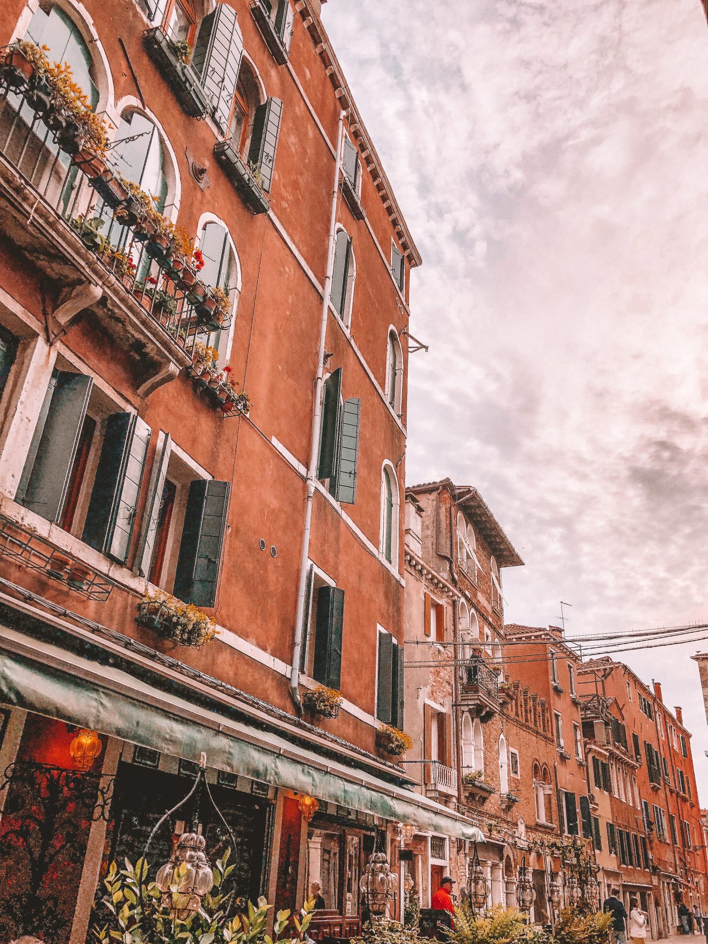 Buildings with a cloudy sky in the background in Venice, Italy